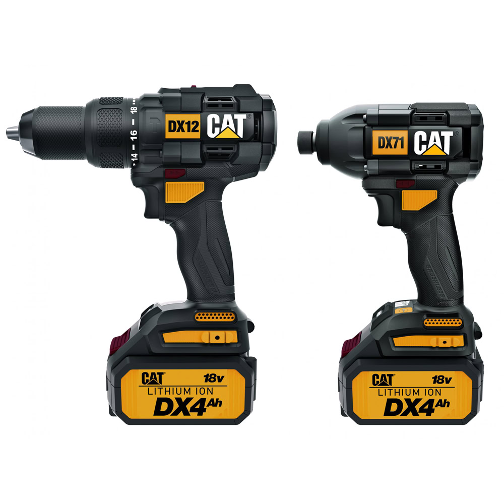 CAT 18V Cordless Hammer Drill and Impact Driver Combo Kit with Two